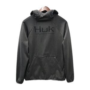Huk Performance Fishing Hoodie Gray Fleece Lined Pullover Mens S Outdoor Stretch